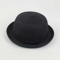 Women's Summer New Curling Cute Dome Bow Straw Hat sku image 1