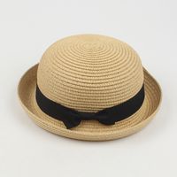 Women's Summer New Curling Cute Dome Bow Straw Hat sku image 5