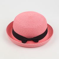 Women's Summer New Curling Cute Dome Bow Straw Hat sku image 7