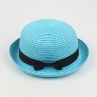 Women's Summer New Curling Cute Dome Bow Straw Hat sku image 9