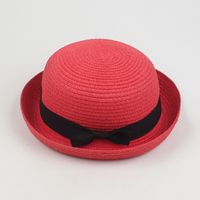 Women's Summer New Curling Cute Dome Bow Straw Hat sku image 10