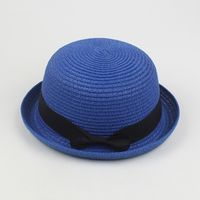 Women's Summer New Curling Cute Dome Bow Straw Hat sku image 12