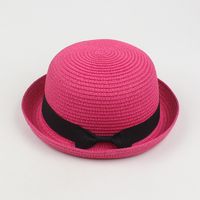 Women's Summer New Curling Cute Dome Bow Straw Hat sku image 15