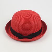 Women's Summer New Curling Cute Dome Bow Straw Hat sku image 16