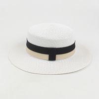 Women's Summer New Sunscreen Flat-top Wide-brimmed Straw Hat sku image 2