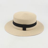 Women's Summer New Sunscreen Flat-top Wide-brimmed Straw Hat sku image 3