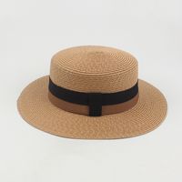 Women's Summer New Sunscreen Flat-top Wide-brimmed Straw Hat sku image 4