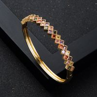 Fashion Copper Plated Real Gold Color Retention Electroplating Color Zircon Bracelet sku image 1
