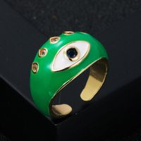 Fashion Copper Gold-plated Micro-set Zircon Drip Oil Devil's Eye Thick Ring sku image 3