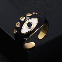Fashion Copper Gold-plated Micro-set Zircon Drip Oil Devil's Eye Thick Ring sku image 4
