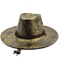 Maple Leaf Printed Leather Sunshade Western Cowboy Big-brimmed Hat sku image 1