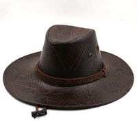 Maple Leaf Printed Leather Sunshade Western Cowboy Big-brimmed Hat sku image 2