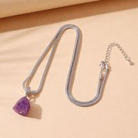Creative Natural Stone Pendant Round Snake Chain Chain Necklace sku image 2