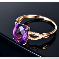 Schmuckset Roségold Amethyst Wassertropfen Halskette Ohrringe Armband Ring Mit Vier Krallen main image 4