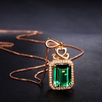 Green Tourmaline Gemstone Ring Bracelet Emerald Necklace Retro Earrings Jewelry Set main image 3