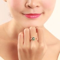 Green Tourmaline Gemstone Ring Bracelet Emerald Necklace Retro Earrings Jewelry Set main image 4