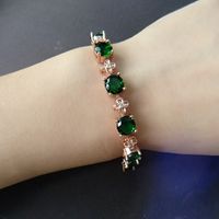 Green Tourmaline Gemstone Ring Bracelet Emerald Necklace Retro Earrings Jewelry Set main image 5