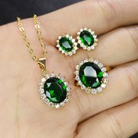 Fashion Imitation Green Tourmaline Jewelry Set Emerald Three-piece Jewelry main image 1