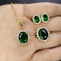 Fashion Imitation Green Tourmaline Jewelry Set Emerald Three-piece Jewelry main image 3