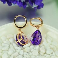 Glam Oval Water Droplets Copper Plating Inlay Artificial Gemstones Rings Earrings Necklace main image 5