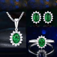 Elegant Retro Oval Copper Artificial Gemstones Rings Earrings Necklace main image 3