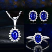 Elegant Retro Oval Copper Artificial Gemstones Rings Earrings Necklace main image 4