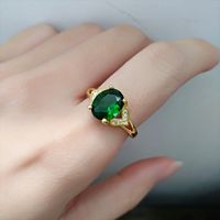 Fashion Bracelet Emerald Ring Snowflake Green Tourmaline Earrings Plated 18k Gold Necklace Set main image 4