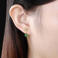 Fashion Bracelet Emerald Ring Snowflake Green Tourmaline Earrings Plated 18k Gold Necklace Set main image 5