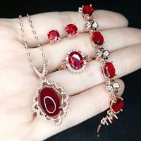 Wholesale Imitation Pigeon Blood Ruby Rose Gold Plated Garnet Jewelry Four-piece Set main image 1