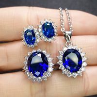 Wholesale Fashion Imitation Blue Crystal Sapphire Sunflower Jewelry Set main image 1