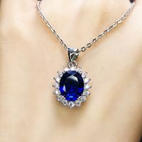 Wholesale Fashion Imitation Blue Crystal Sapphire Sunflower Jewelry Set main image 5