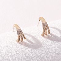 New Creative Hook-shaped Copper Gold-plated Inlaid Zircon Earrings main image 1
