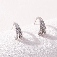 New Creative Hook-shaped Copper Gold-plated Inlaid Zircon Earrings sku image 2