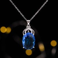 Fashion Water Drop Sapphire Pendant Women's Micro-set Colored Gemstone Necklace main image 3