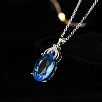 Fashion Water Drop Sapphire Pendant Women's Micro-set Colored Gemstone Necklace main image 4