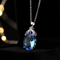 Fashion Water Drop Sapphire Pendant Women's Micro-set Colored Gemstone Necklace main image 5