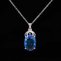 Fashion Water Drop Sapphire Pendant Women's Micro-set Colored Gemstone Necklace main image 6