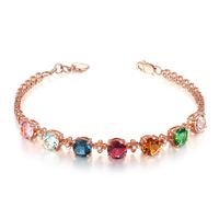Shiny Oval Copper Plating Inlay Artificial Gemstones Bracelets main image 1