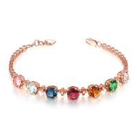 Shiny Oval Copper Plating Inlay Artificial Gemstones Bracelets main image 6