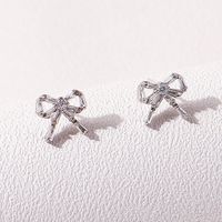 New Bow Shape Copper Gold-plated Inlaid Zircon Stud Earrings main image 1