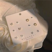 New Star Heart Bow Pearl Stud Earrings Set main image 1