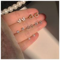 New Star Heart Bow Pearl Stud Earrings Set main image 5