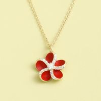 Simple And Classic 925 Sterling Silver Set With Zirconium Flower Necklace sku image 1