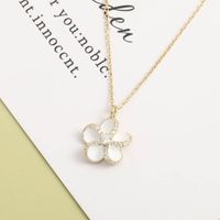 Simple And Classic 925 Sterling Silver Set With Zirconium Flower Necklace sku image 3