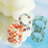 New Small Fresh Checkerboard Resin Trend Personality Sweet Ring Three-piece Set sku image 1