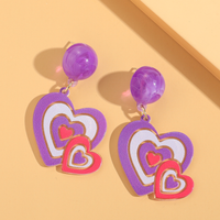 Fashion Heart-shaped Color Matching Earrings sku image 1
