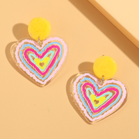 Fashion Heart-shaped Color Matching Earrings sku image 3