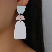 Nouvelles Boucles D'oreilles Pendantes En Acrylique De Couleur Contrastante À Coutures Géométriques main image 4