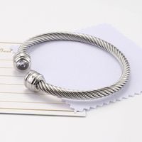 Titanium Steel Wire Rope Bracelet Twelve Birthstone Opening Adjustable Zircon Bangle sku image 4