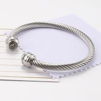 Titanium Steel Wire Rope Bracelet Twelve Birthstone Opening Adjustable Zircon Bangle sku image 8